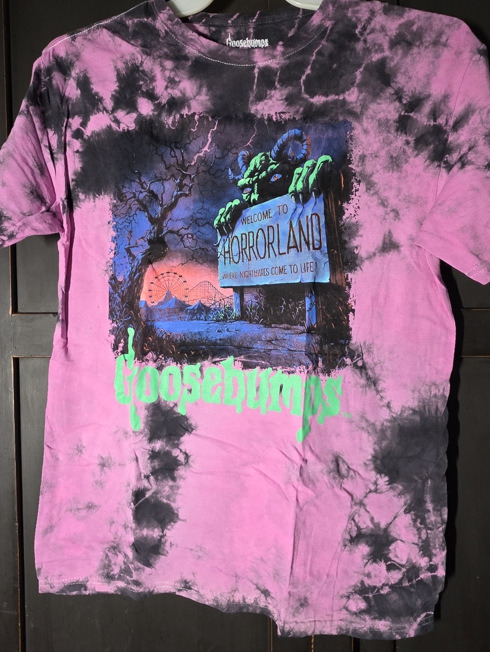 Goosebumps Horrorland Tie-Dye Graphic Tee - Pink & Black